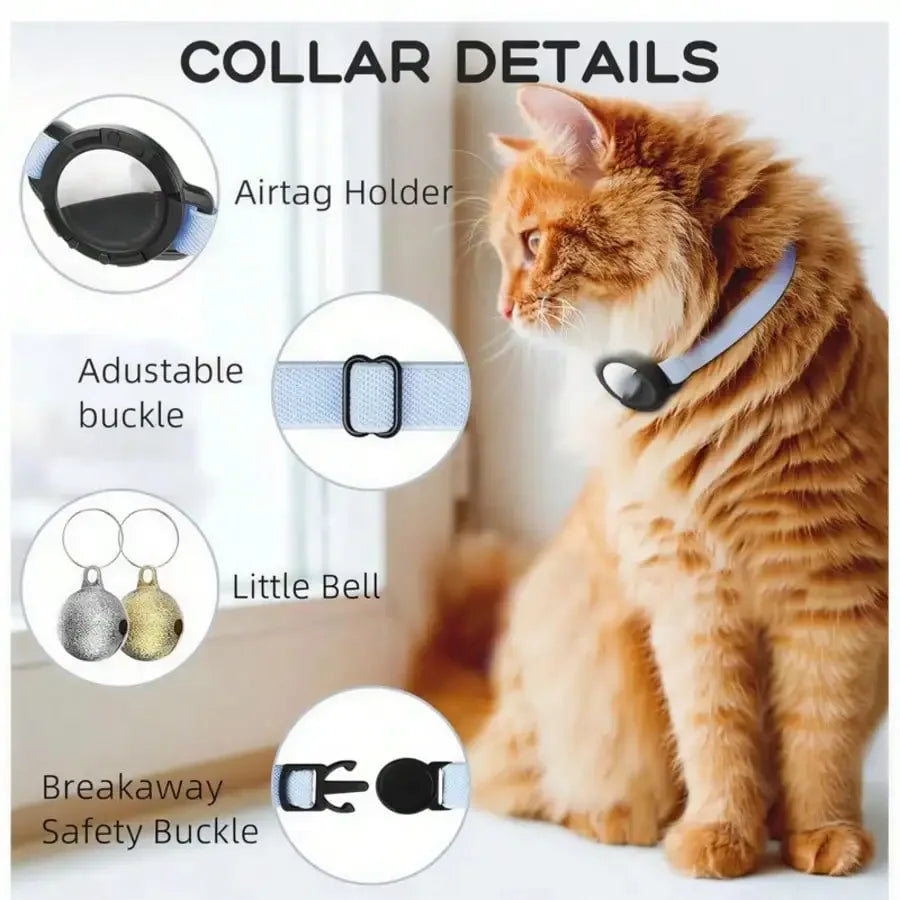 Breakaway Reflective Cat Collar With AirTag Holder Ultra Lightweight QR ID Tag