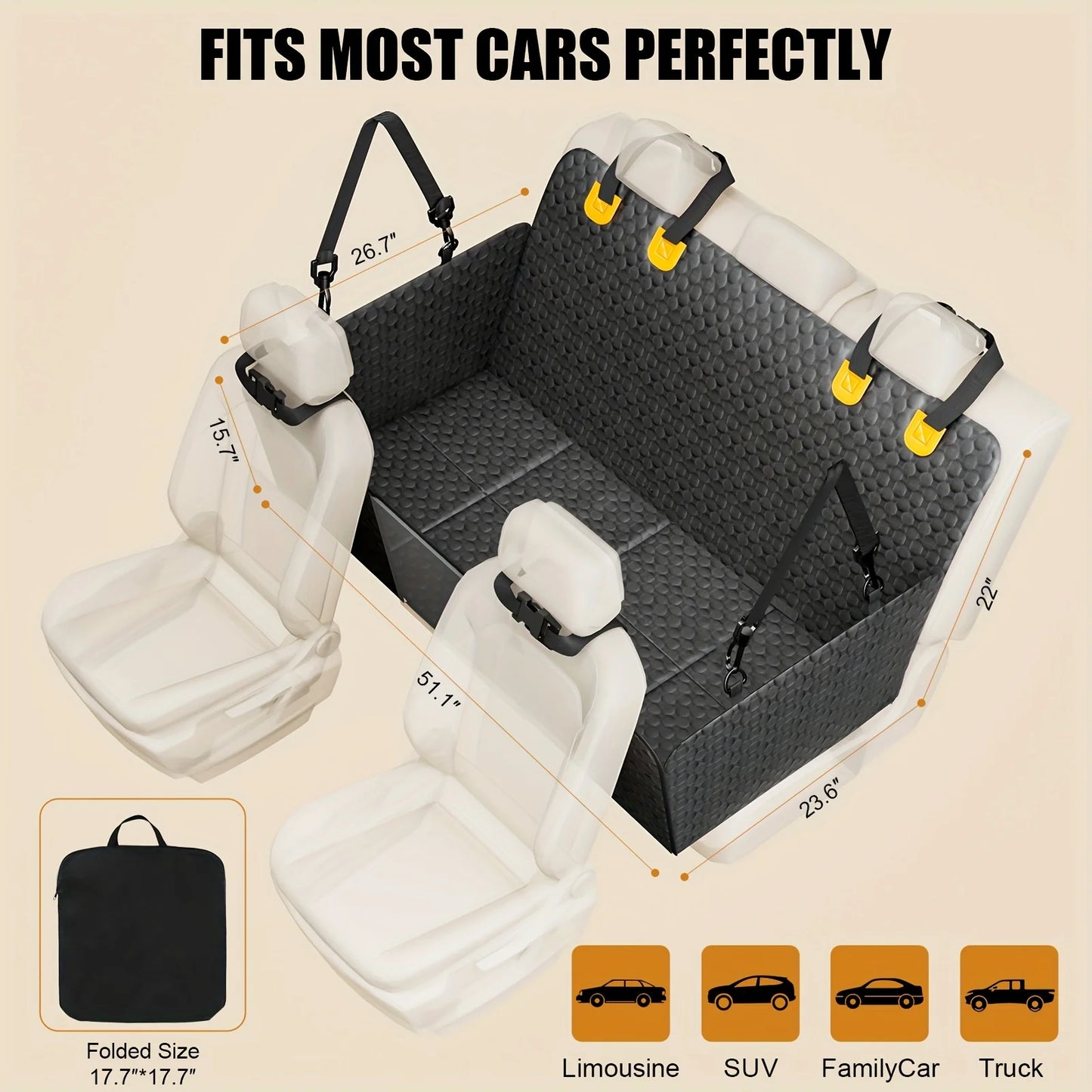 Dog Car Seat Cover Back Seat Hammock With Extender