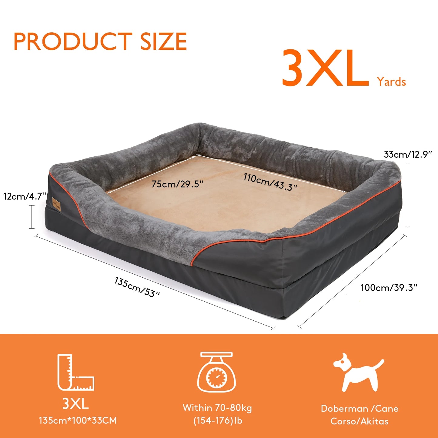 BINGOPAW Dog Bed Removable Washable Cover Anti Allergy Waterproof Warm Fleece