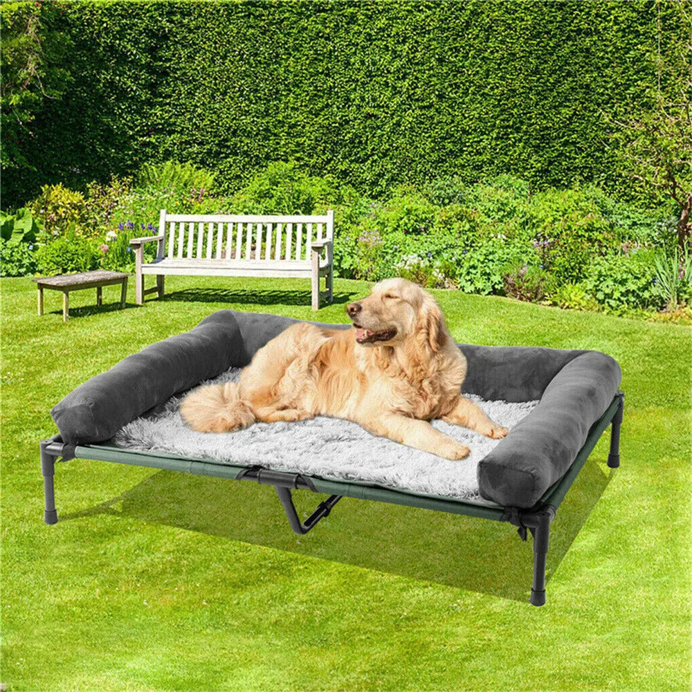 BORWART Elevated Cooling Dog Bed Outdoor Indoor Raised Sofa With Plush Mat