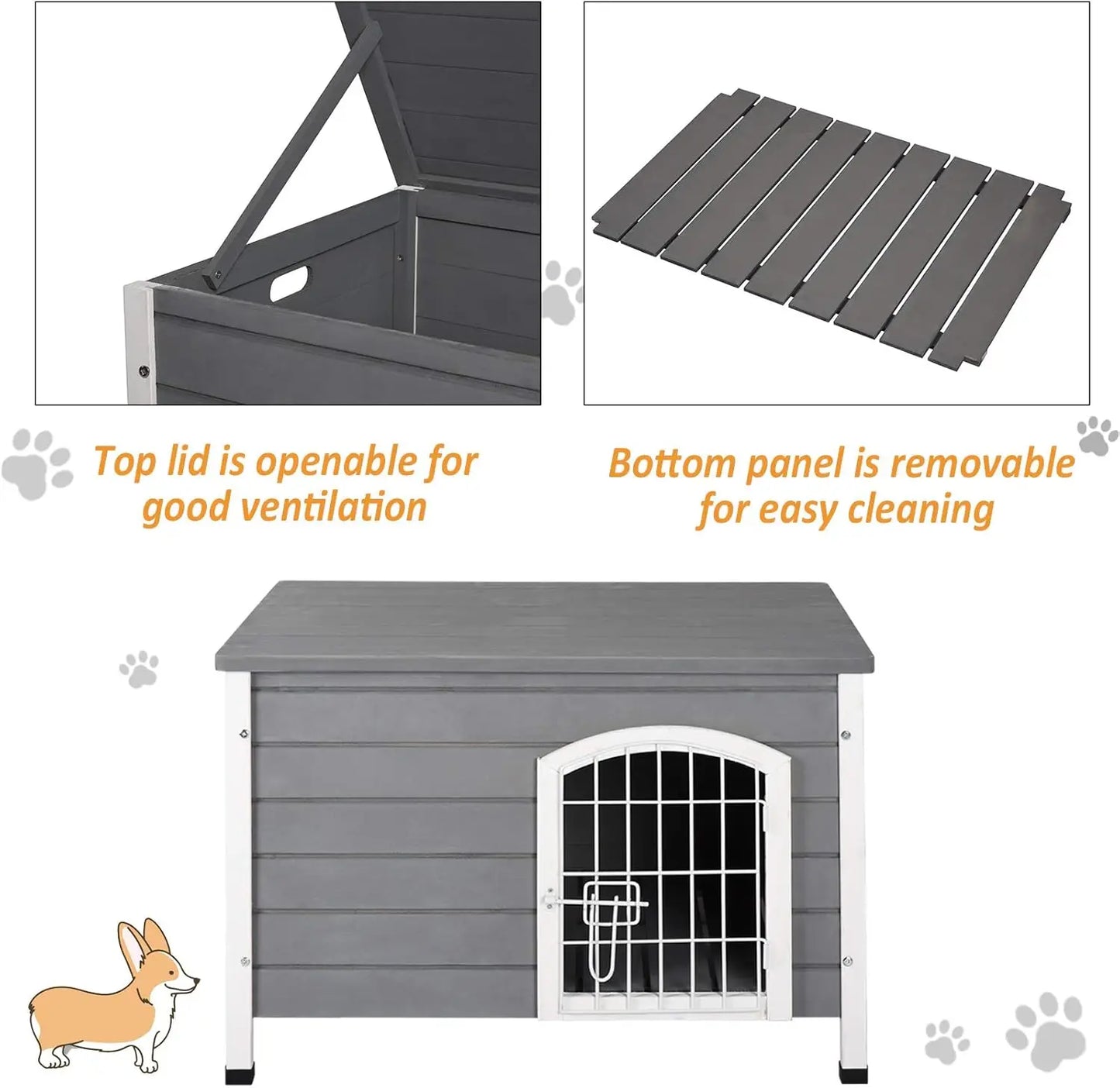 Wooden Dog Cage With Openable Top Removable Bottom Locking Door