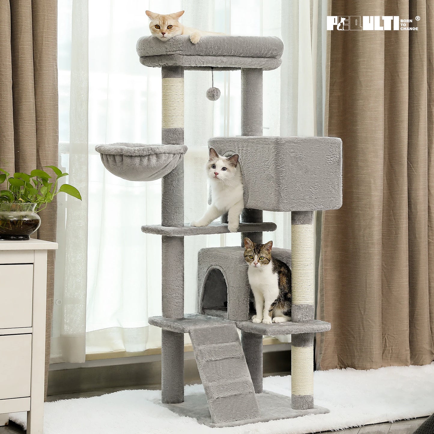 PAWZ Road Cat Tree With Plush Perch And Sisal Posts