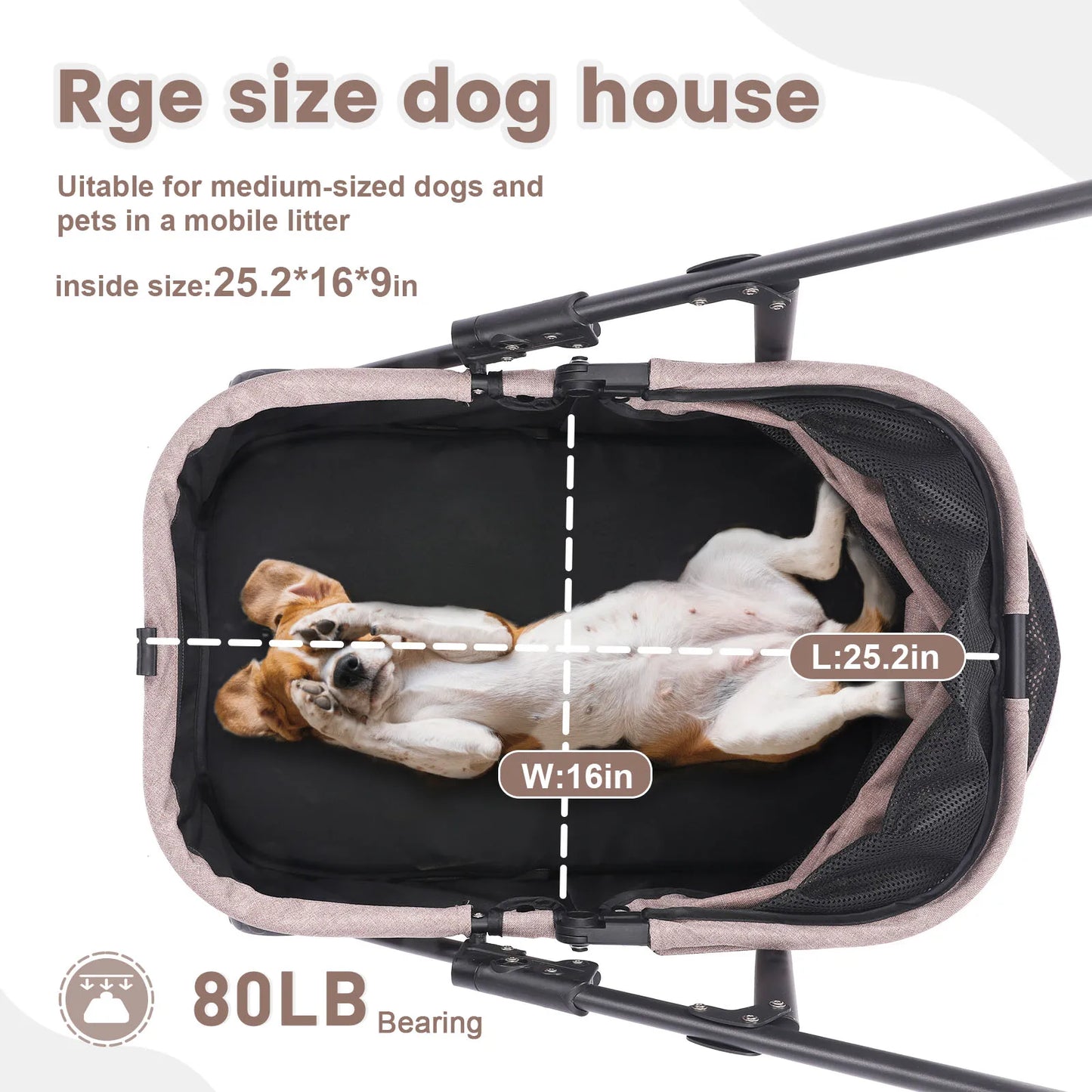 Foldable Dog Stroller Portable 4 Wheel Pet Pushchair Travel Carrier