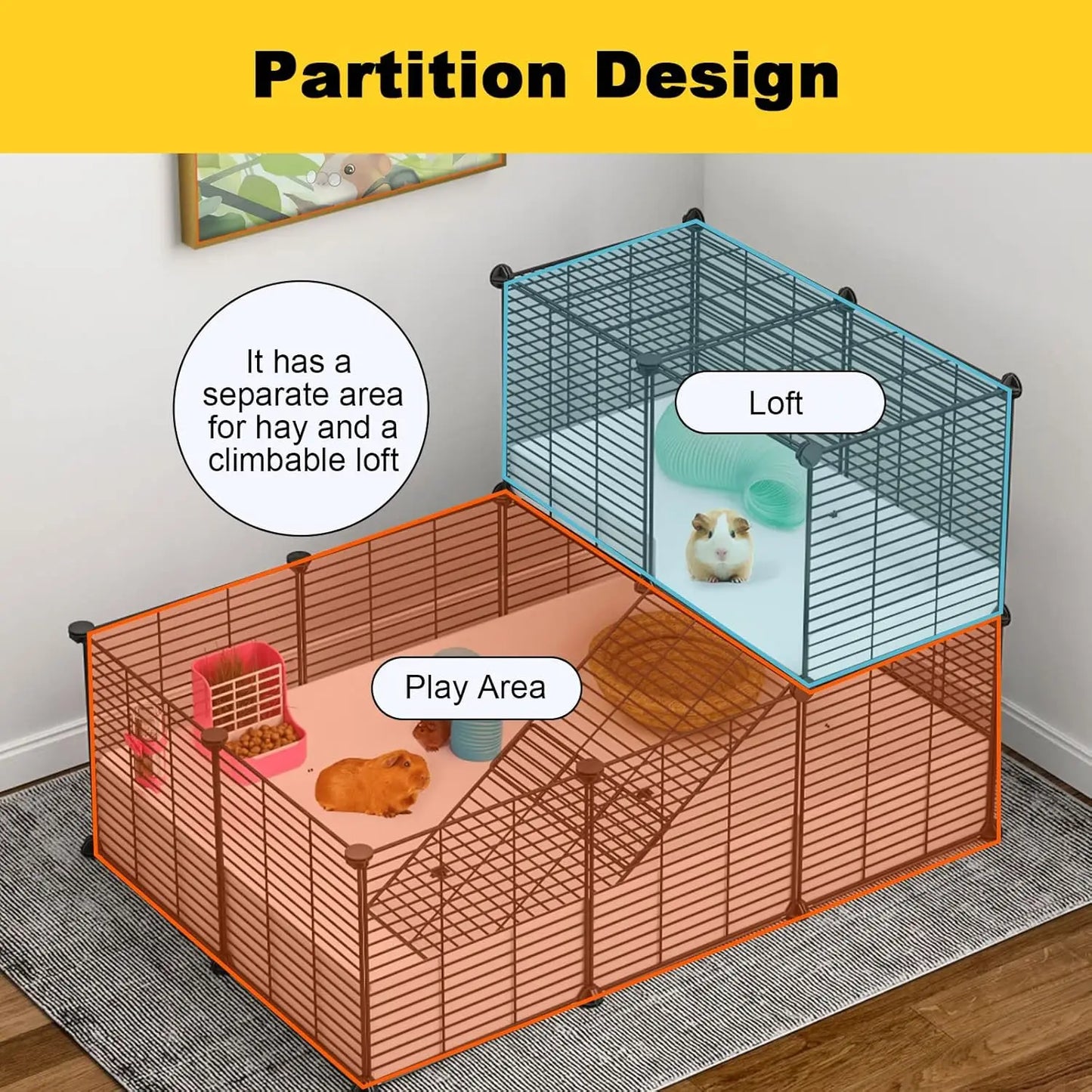 Indoor Guinea Pig Cage With Waterproof Bottom And Loft