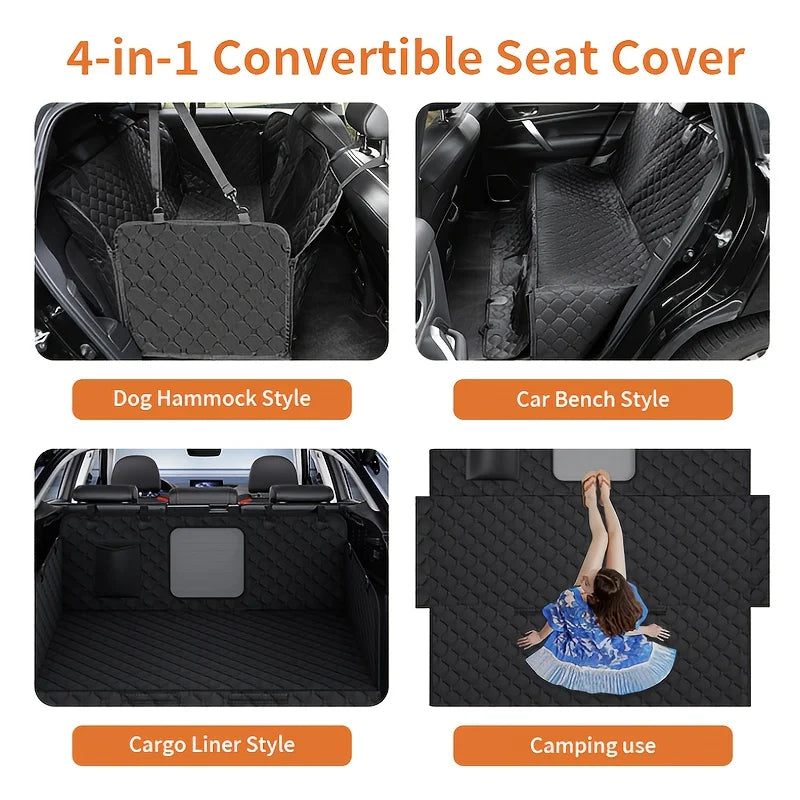 Dog Car Seat Cover With Storage Pockets Mesh Window Waterproof