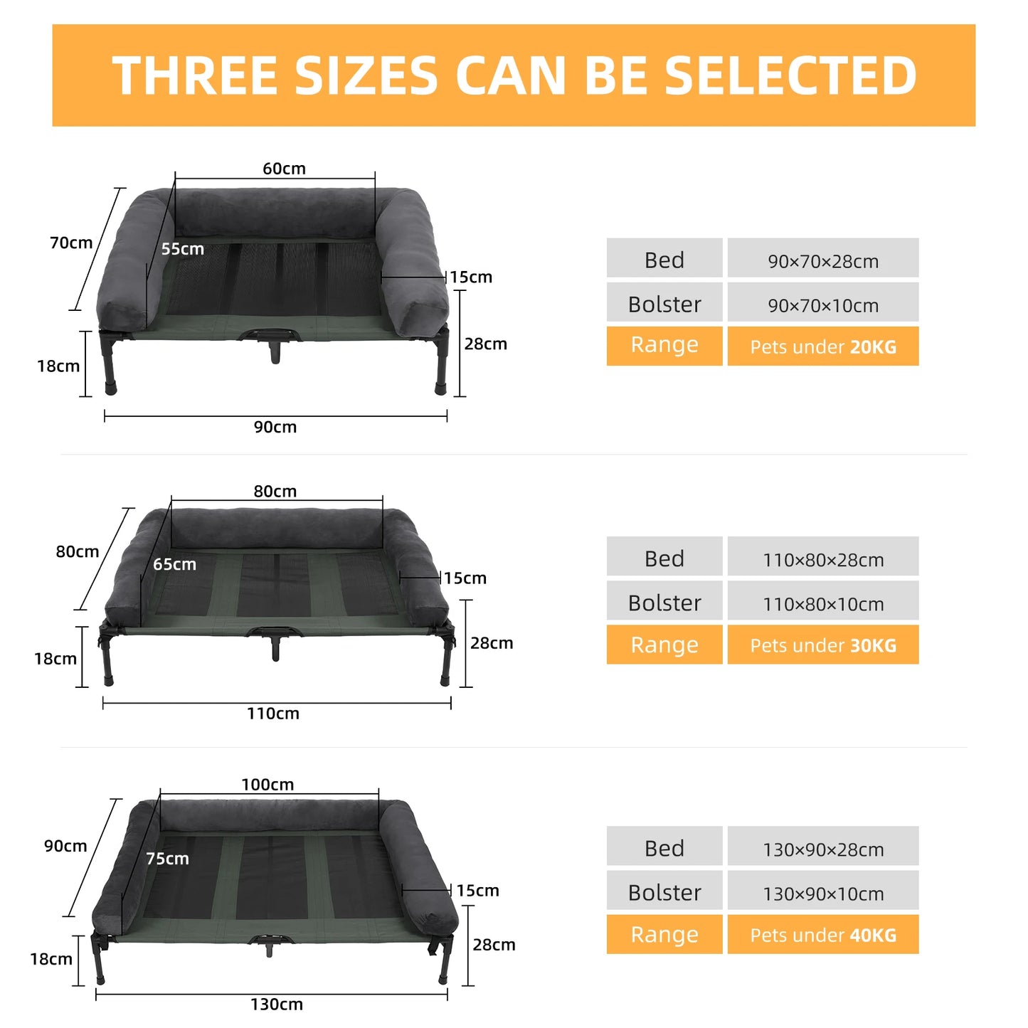 BORWART Elevated Cooling Dog Bed Outdoor Indoor Raised Sofa With Plush Mat