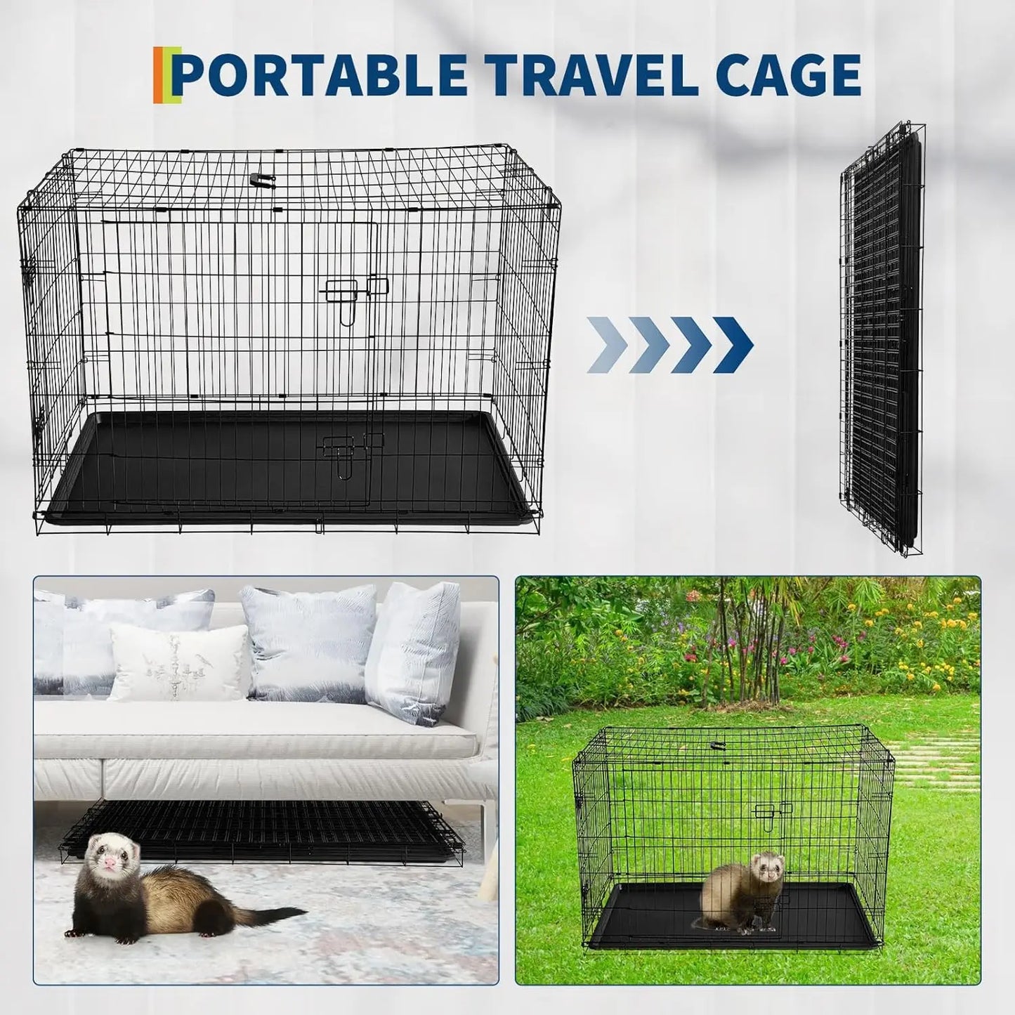 HiMISSCN Rabbit Cage Portable Foldable Carrier With Tray