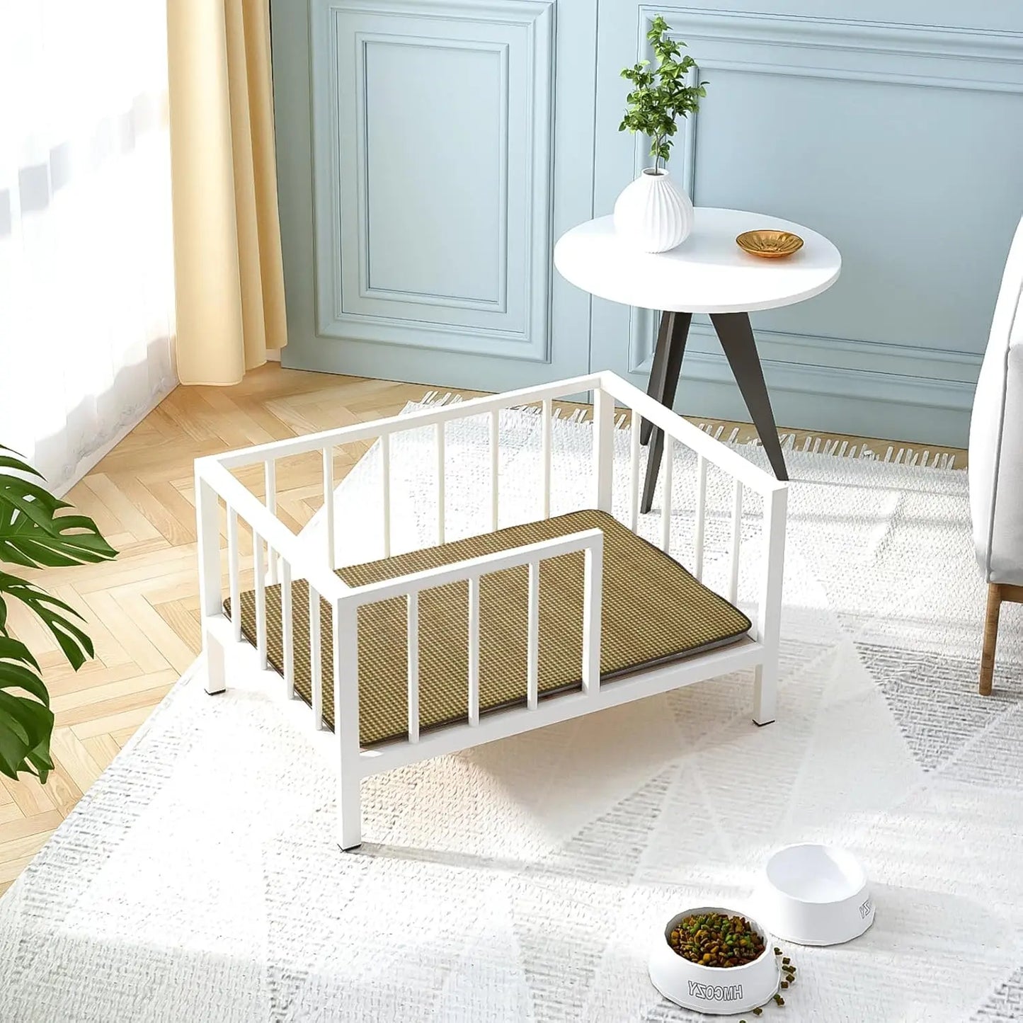 Elevated Dog Bed With Rails And Metal Frame Washable Mat For Small Pets