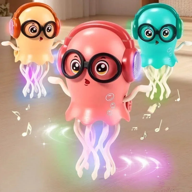 LED Crawling Jellyfish Cat Toy With Music And Obstacle Detection