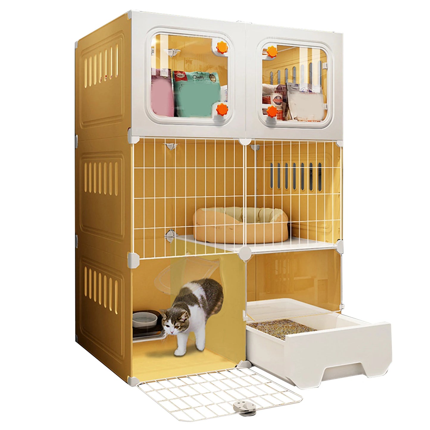 Indoor Cat Cage With Bed DIY Metal Wire Kennel Hammock