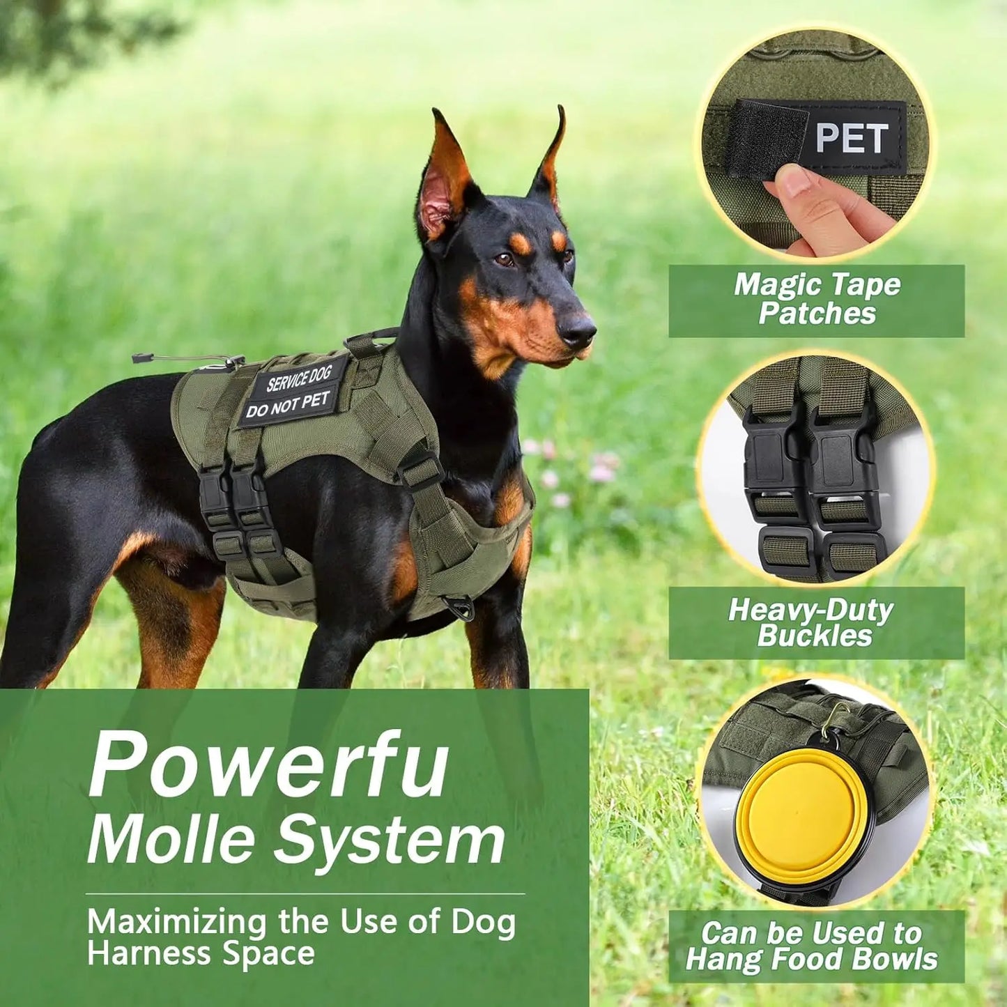 Escape-Proof Tactical Dog Harness With Handle