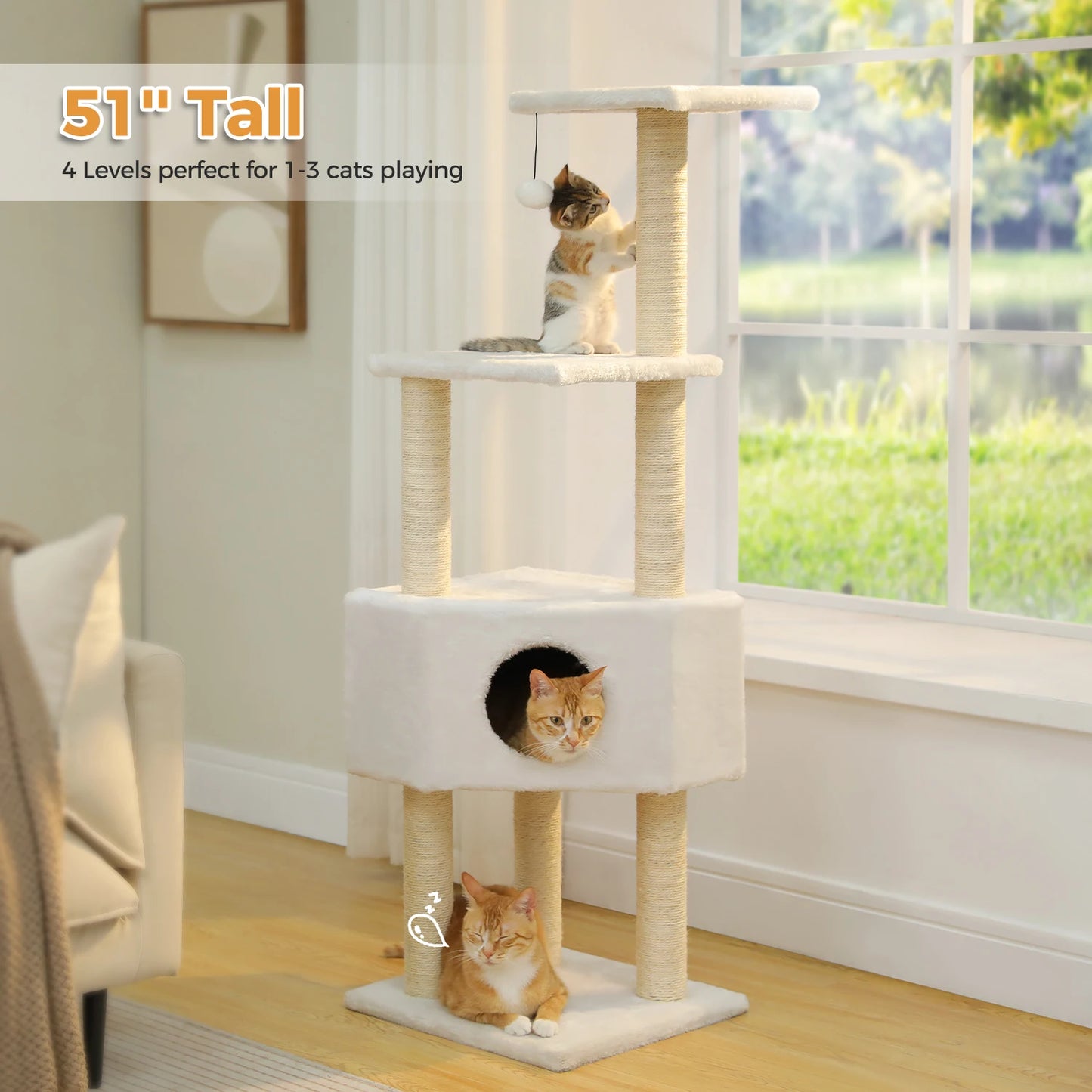 PAWZ Road Cat Tree With Plush Perch And Sisal Posts