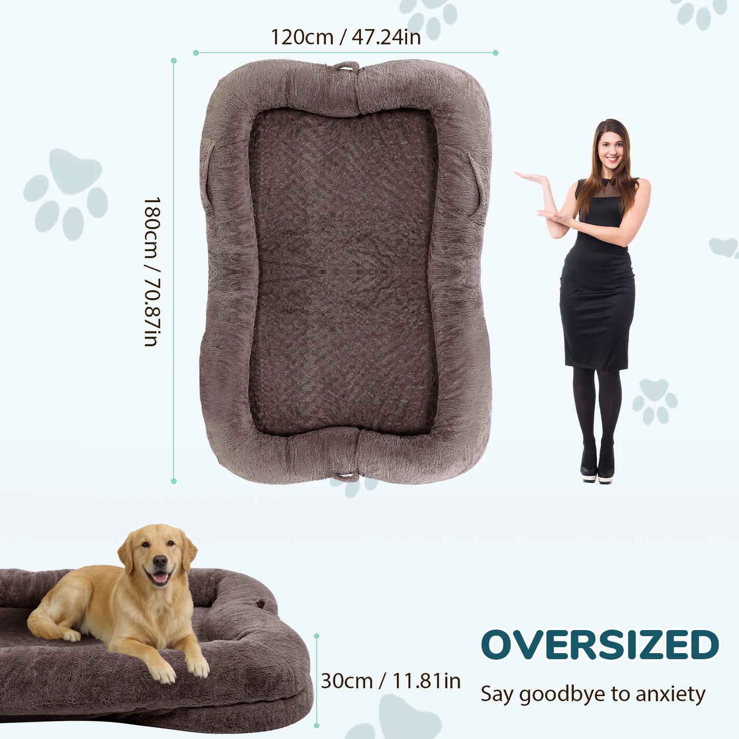 Plush Dog Bed Non Slip Washable With Blanket And Pocket