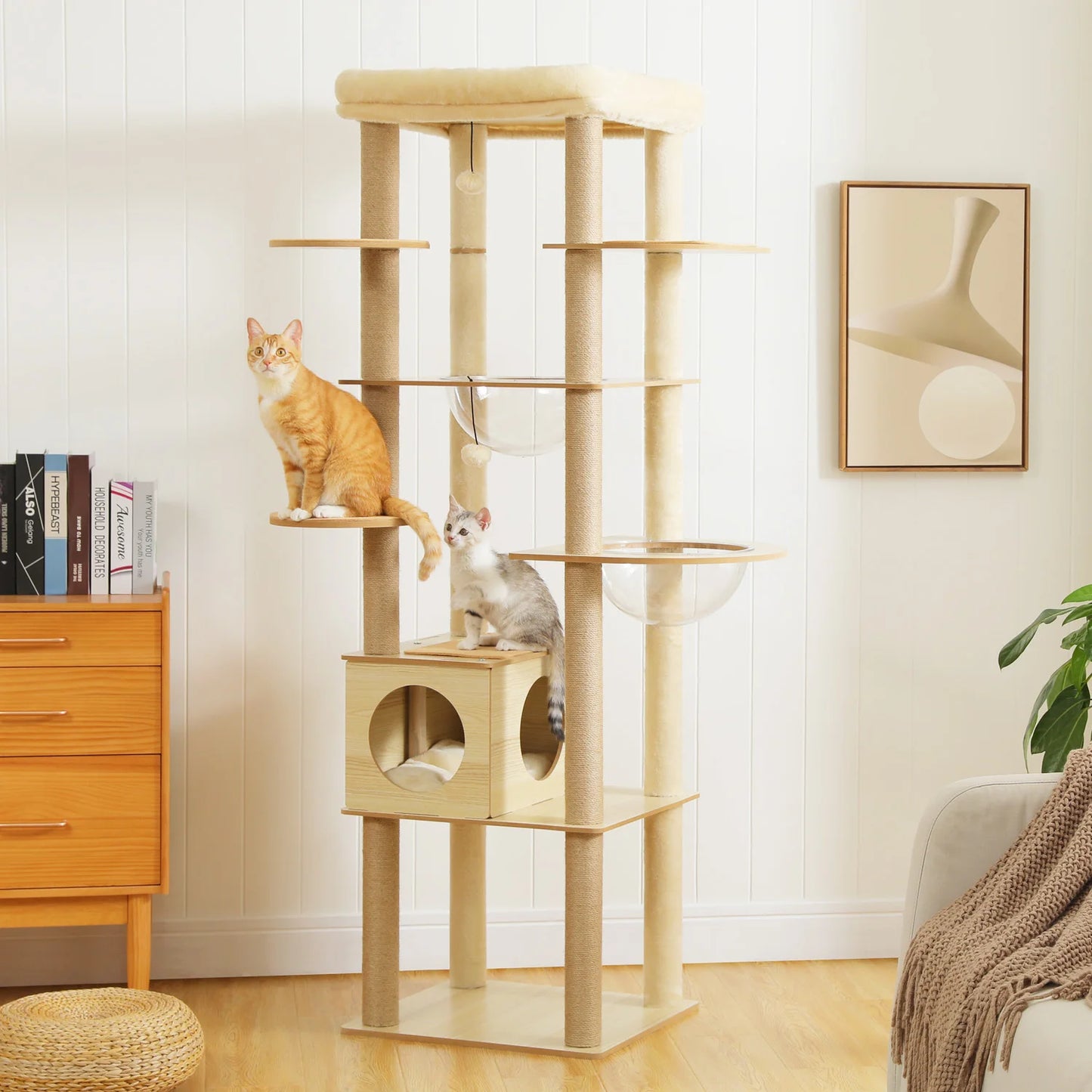 PAWZ Ro Multi Level Cat Tree Indoor Wood Tower With Scratching Posts