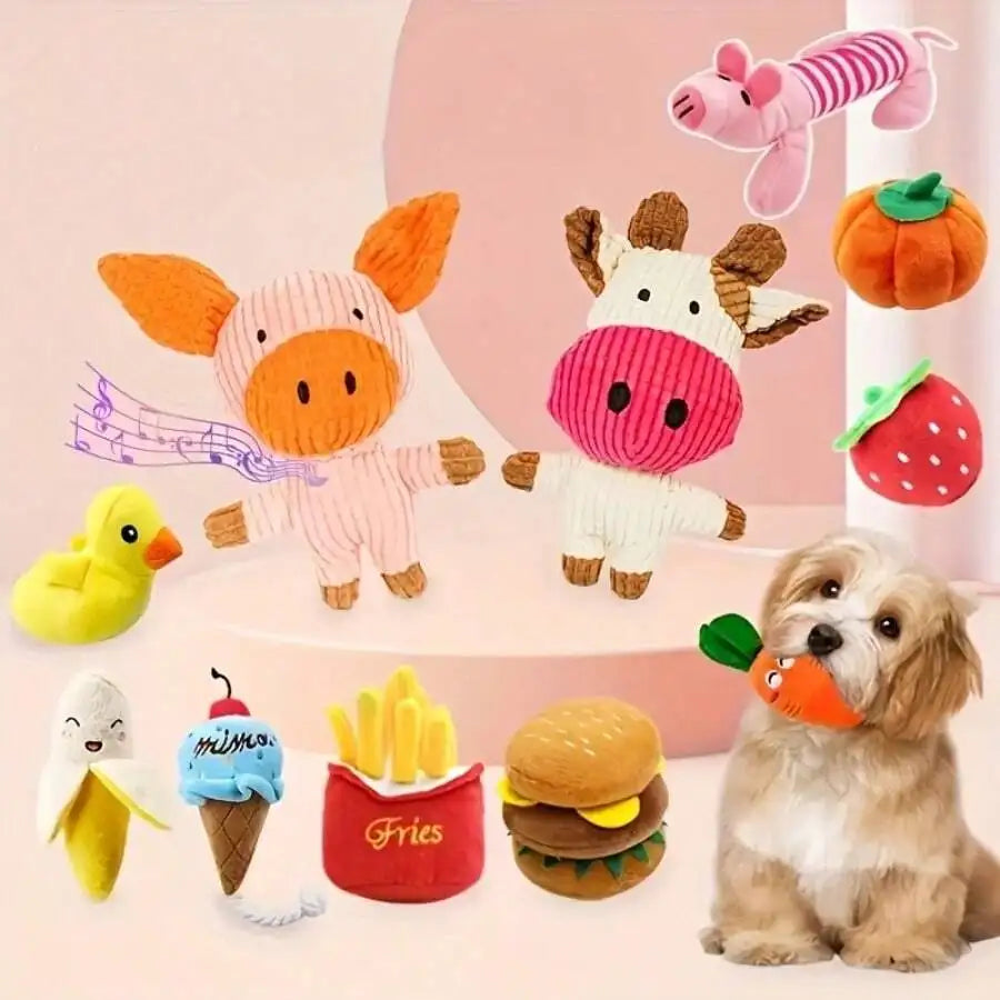 Cartoon Plush Dog Chew Toys For Teeth Cleaning And Anxiety