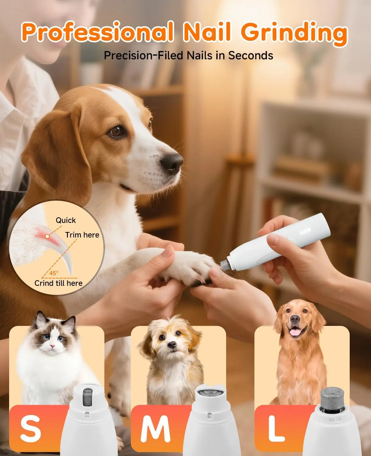 Cordless Dog Grooming Kit For Paws 14 In 1 With Quiet Nail Grinder And Clippers