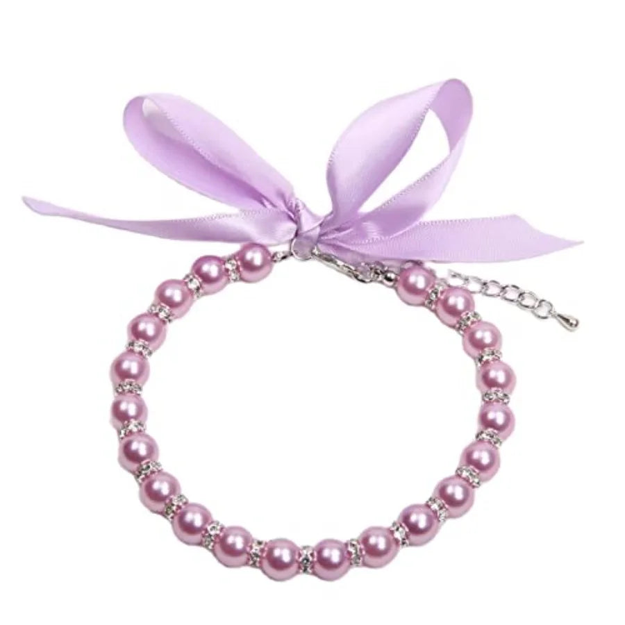 Pearl Necklace Collar With Bling Accessories For Dogs And Cats