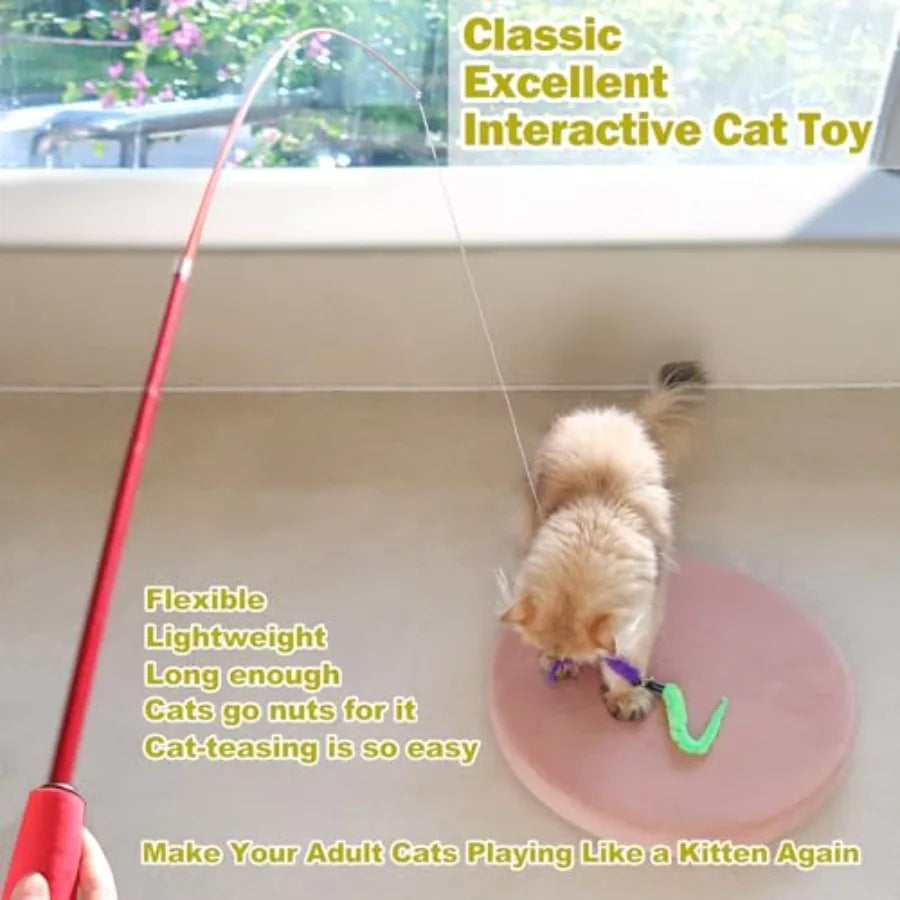 Cat Toys For Indoor Cats Interactive Wand Toys And Feather Refills