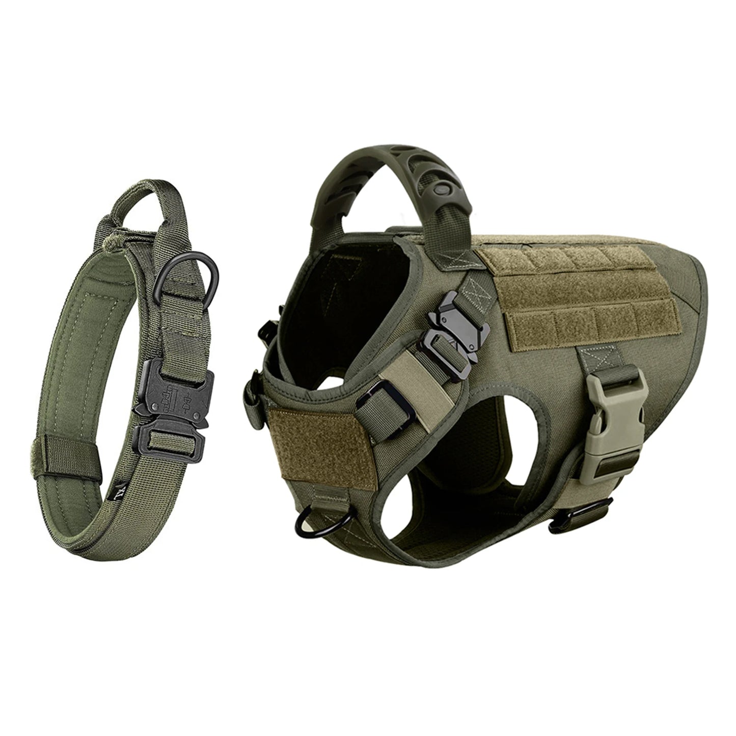Nylon Dog Harness And Collar Set, Adjustable Tactical Vest
