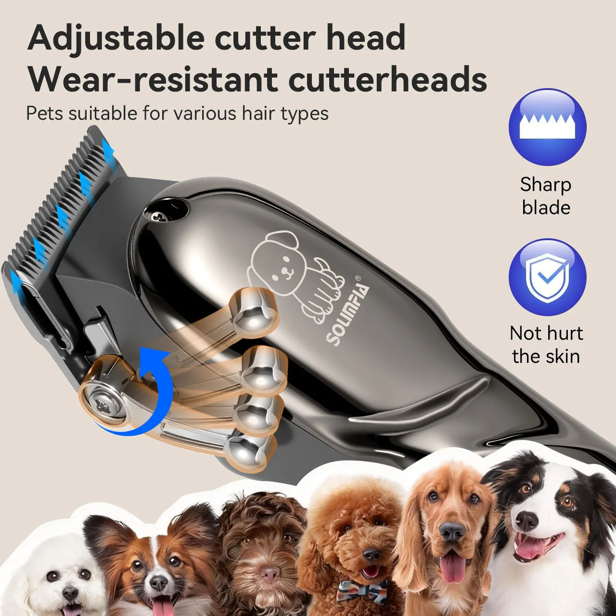 Solimpia Electric Pet Hair Clipper With LCD Display for Grooming