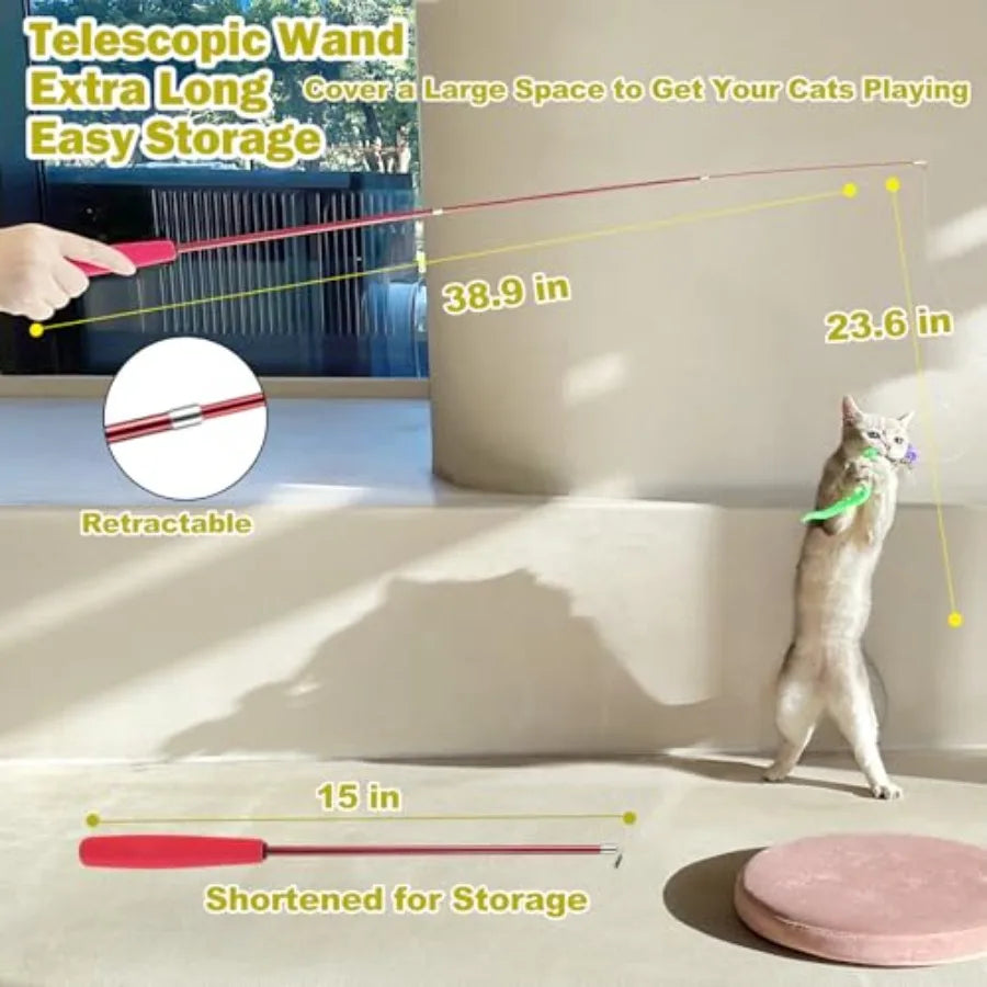 Cat Toys For Indoor Cats Interactive Wand Toys And Feather Refills