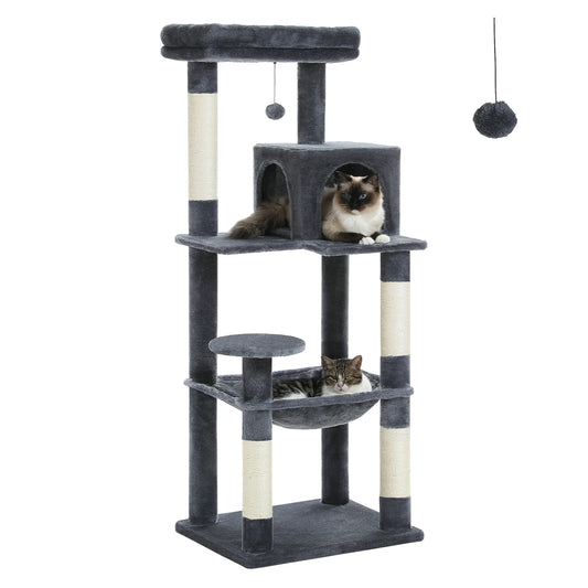 PAWZ Road 5-Level Cat Tree Tower For Indoor Cats With Cozy Condo And Hammock