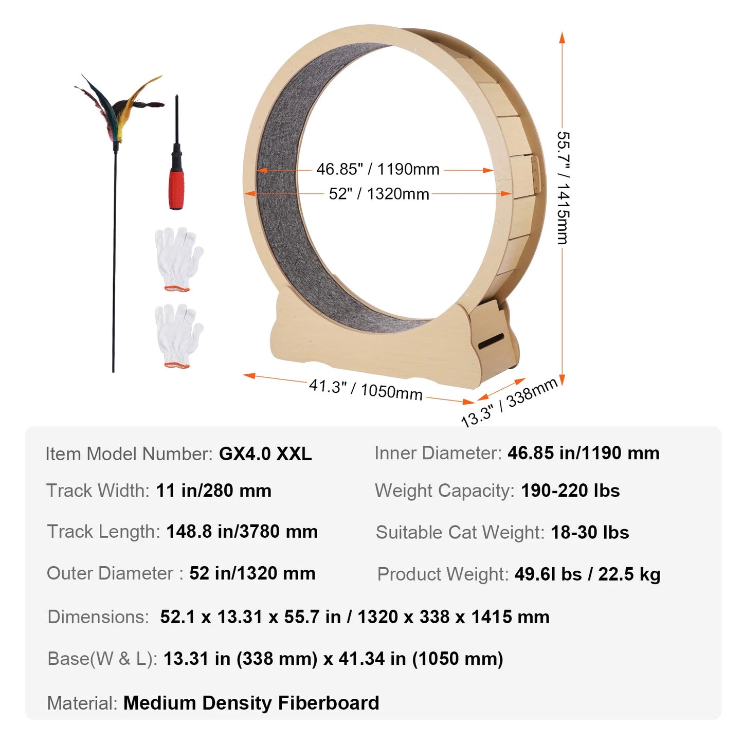 SucceBuy Wooden Cat Exercise Wheel Treadmill for Indoor Cats