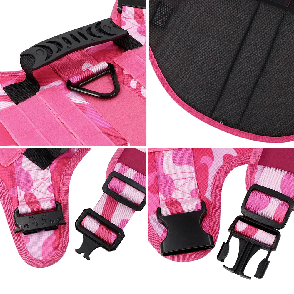 Military Style Padded Nylon Dog Harness With Quick Release Buckle