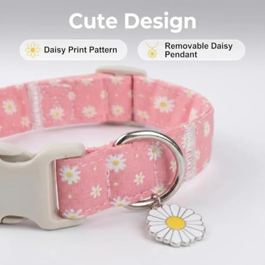 Daisy Dog Collar Quick Release Soft Cotton Pet Collar
