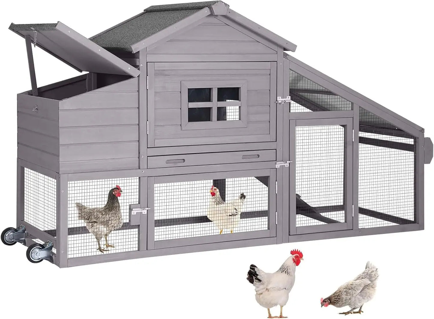 Mobile Chicken Coop With Wheels For Outdoor Backyard