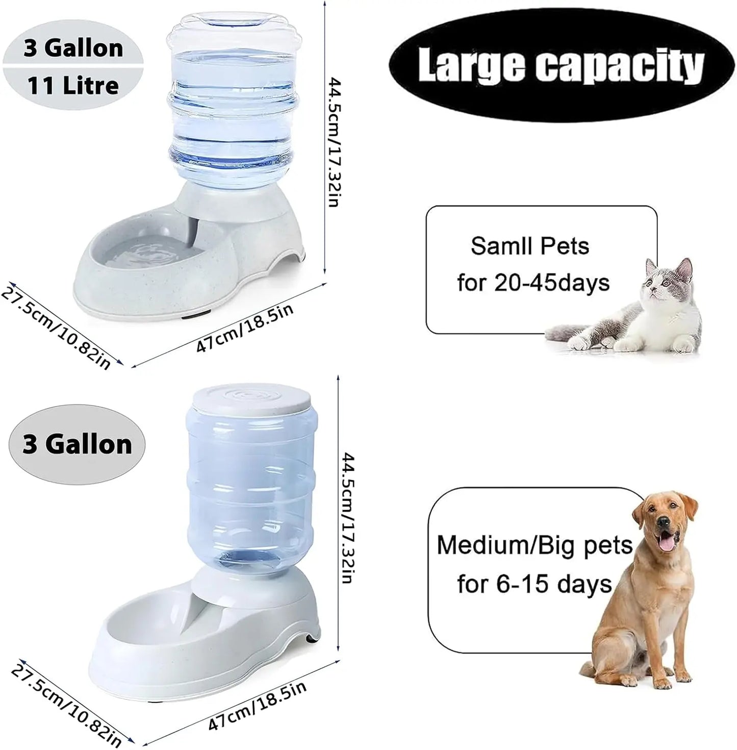 Gravity Pet Feeder and Water Dispenser Station for Dogs