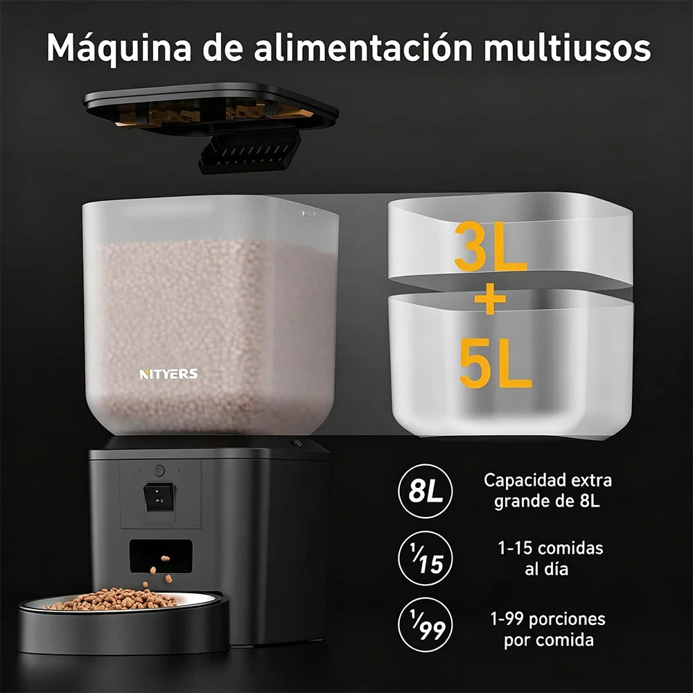 Nityers Automatic Cat Feeder With 1080p Camera And Night Vision
