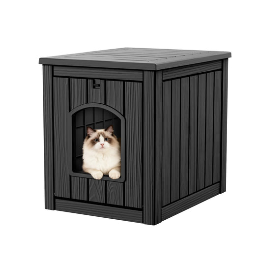 Waterproof Resin Cat House End Table Outdoor Pet Kennel