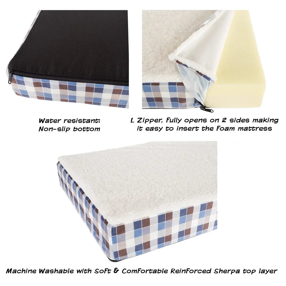 Dog Bed Replacement Cover Sherpa Top Non Slip Bottom Washable