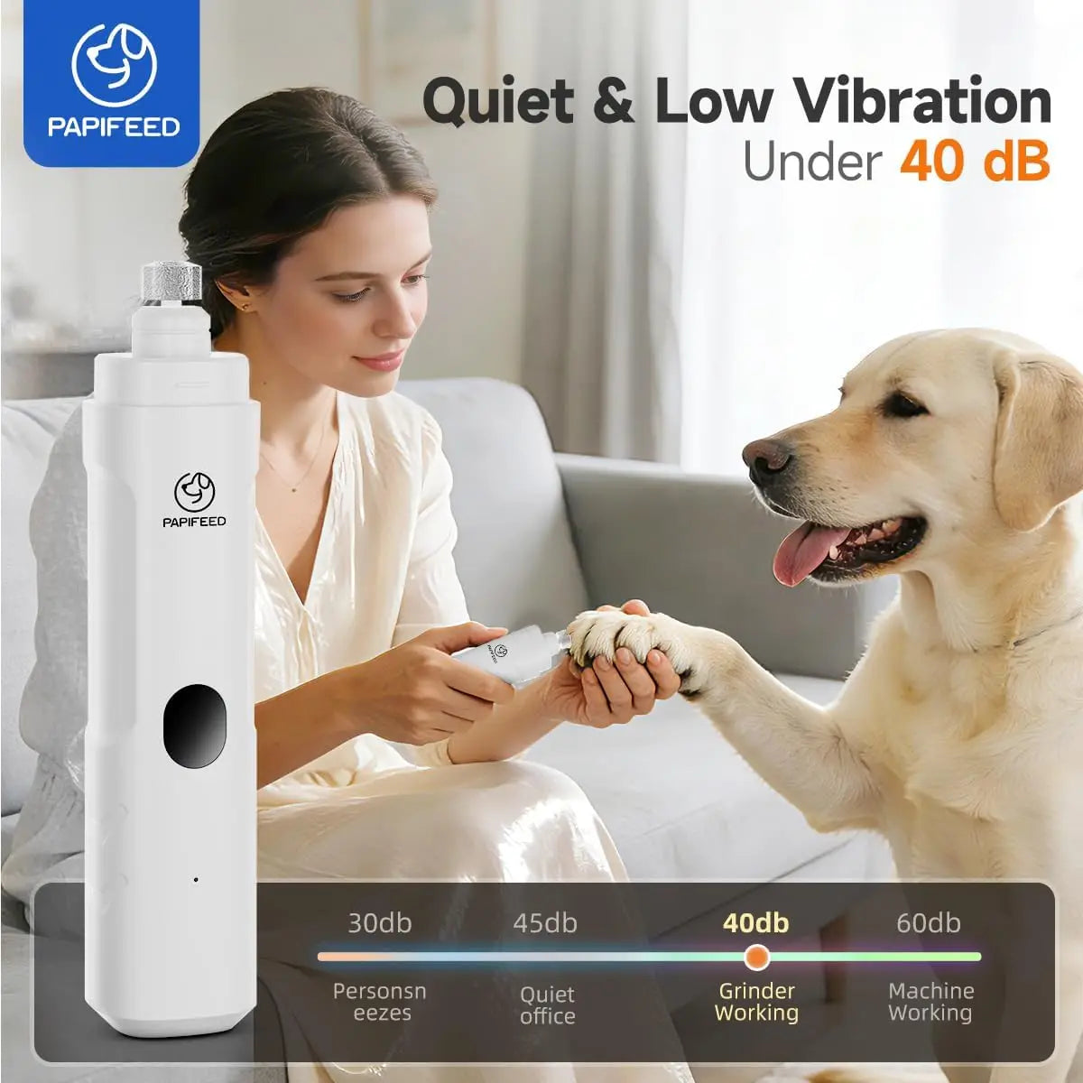 Ultra Quiet Nail Grinder with LED Light for Small Pets