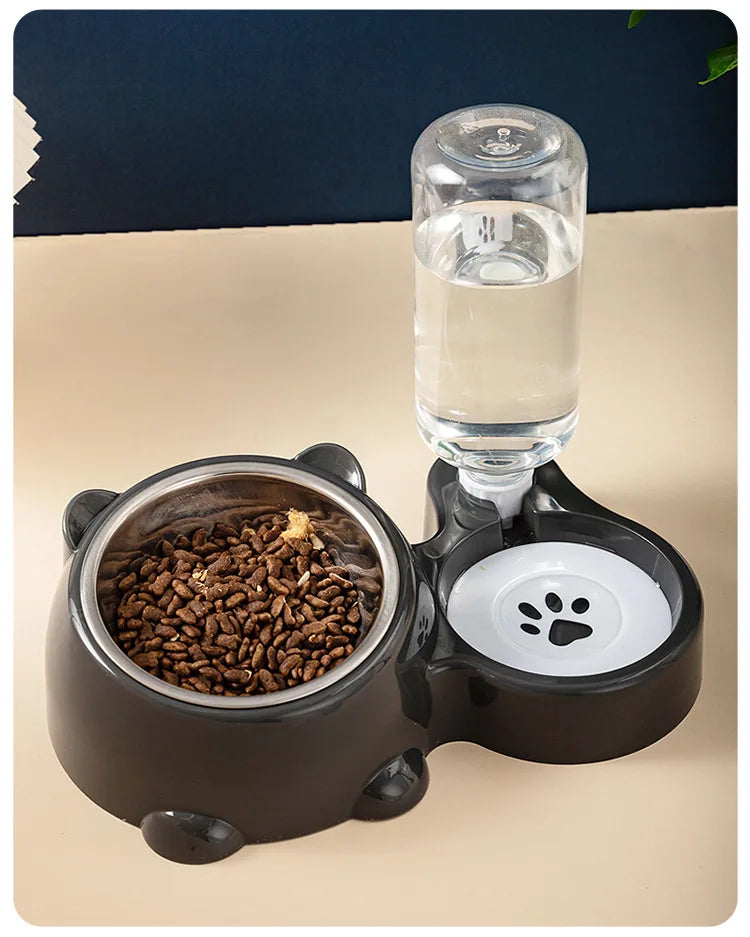 Raised Stainless Steel Double Pet Bowl For Cats And Dogs