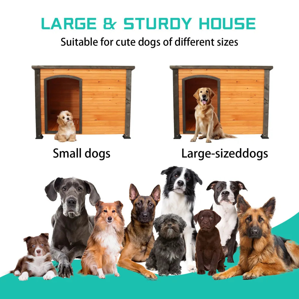 Outdoor Indoor Wooden Dog House Kennel With Elevated Feet