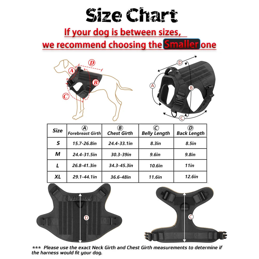 Tactical Dog Harness Vest With Molle Pouches For Medium To Large Dogs