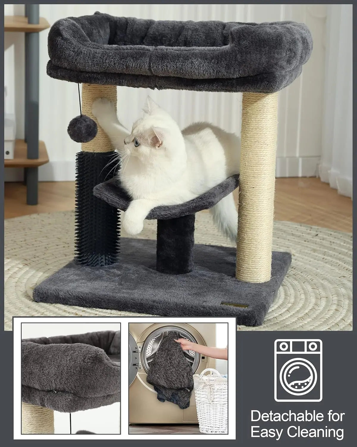OEINGCN Cat Tree Tower With Scratching Post And Plush Bed
