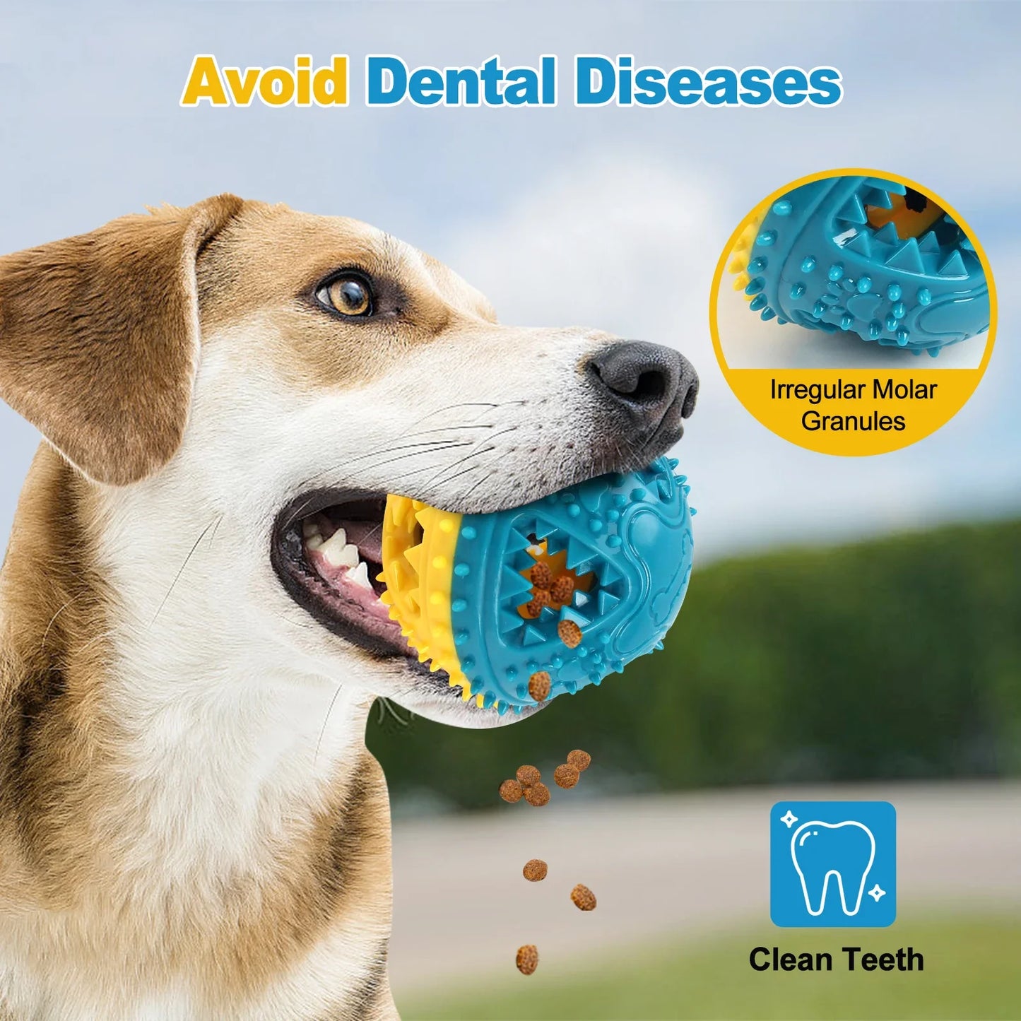 CoolPlay Dog Chew Toys Interactive Ball Treat Toy Cleaning Teeth