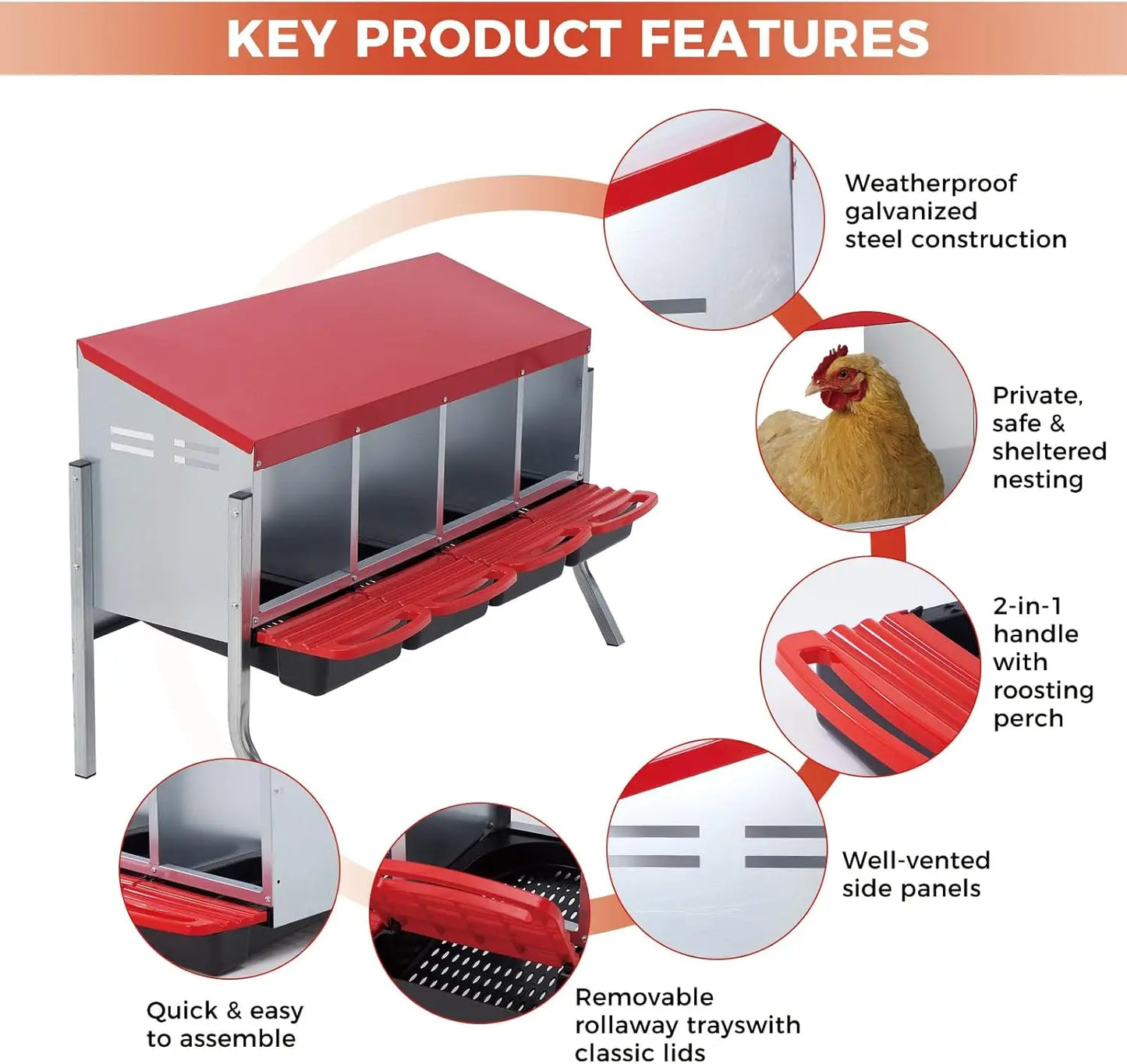TWISTER.CK Multi Compartment Chicken Nesting Box With Automatic Egg Collection
