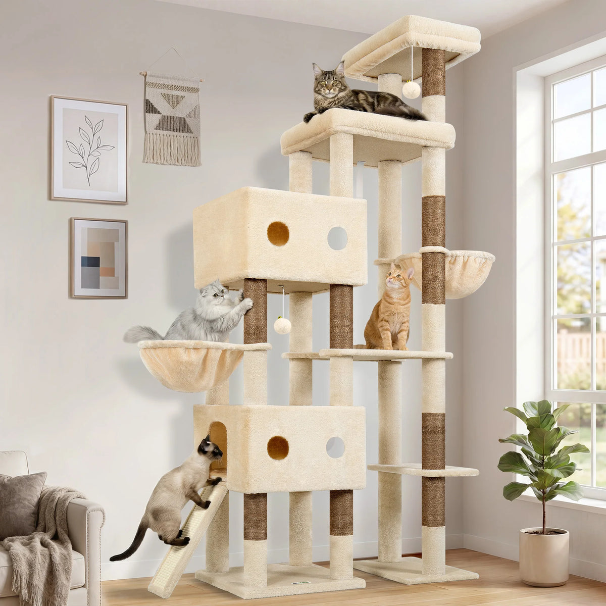 GLOBLAZER Heavy Duty Multi-Level Cat Tree With Sisal Scratching Posts