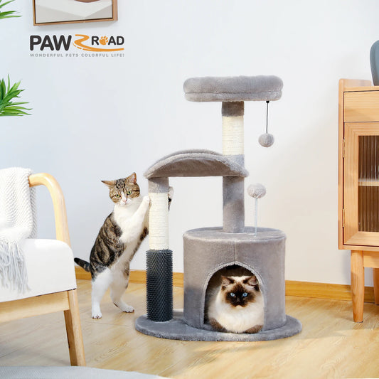 PAWZ Road Small Cat Tree With Self Groomer And Condo