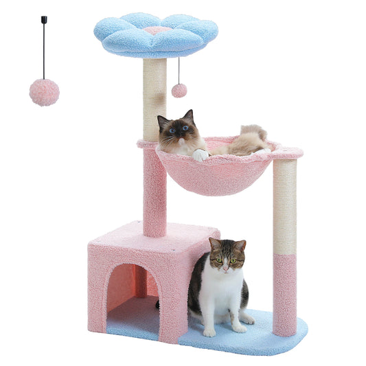 PETEPELACN Flower Cat Tree With Metal Frame Hammock