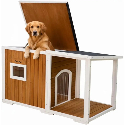 Weatherproof Insulated Outdoor Dog House With Elevated Floor And Roof
