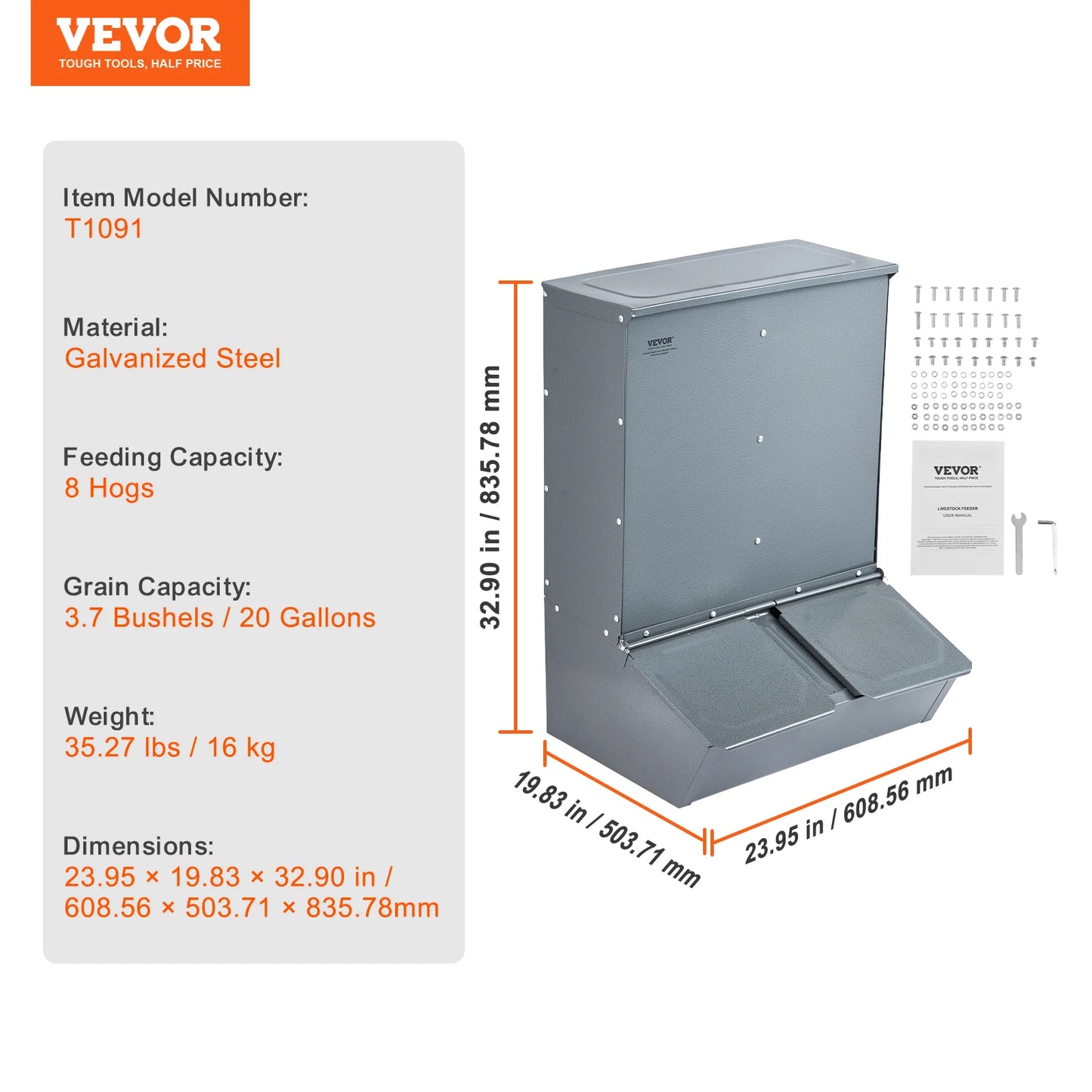 Hog Feeder For Livestock Galvanized Steel Heavy Duty Trough
