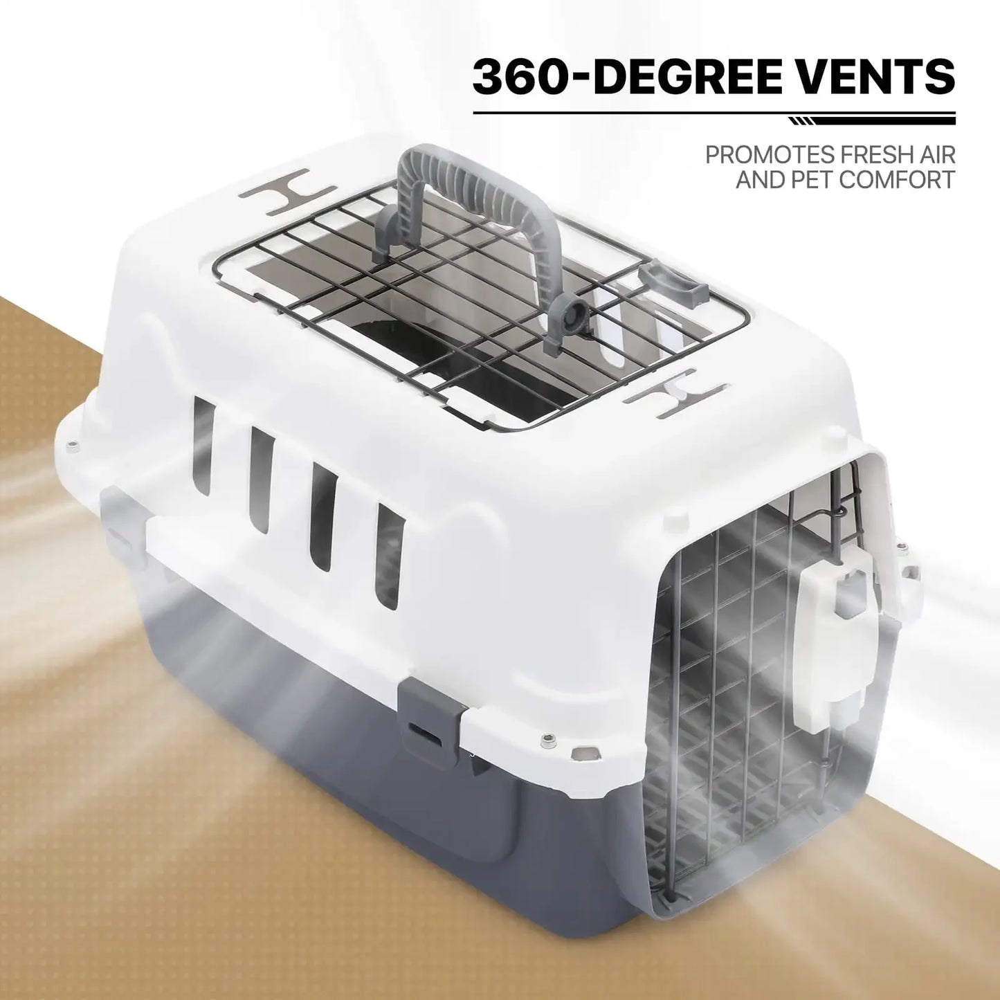 MoNiBloom 2-Door Cat Dog Carrier With Ventilation And Lock