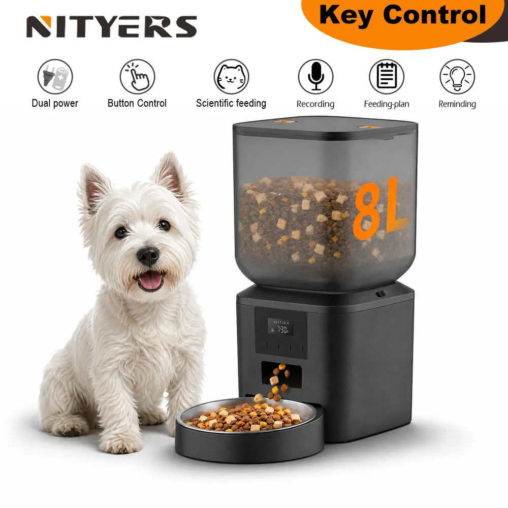 Nityers Automatic Pet Feeder With Voice Recorder Dual Power