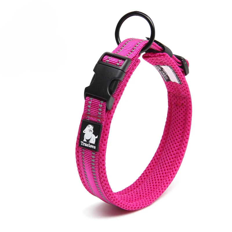 Winhyepet Padded Nylon Dog Collar With Reflective Trim And Buckle