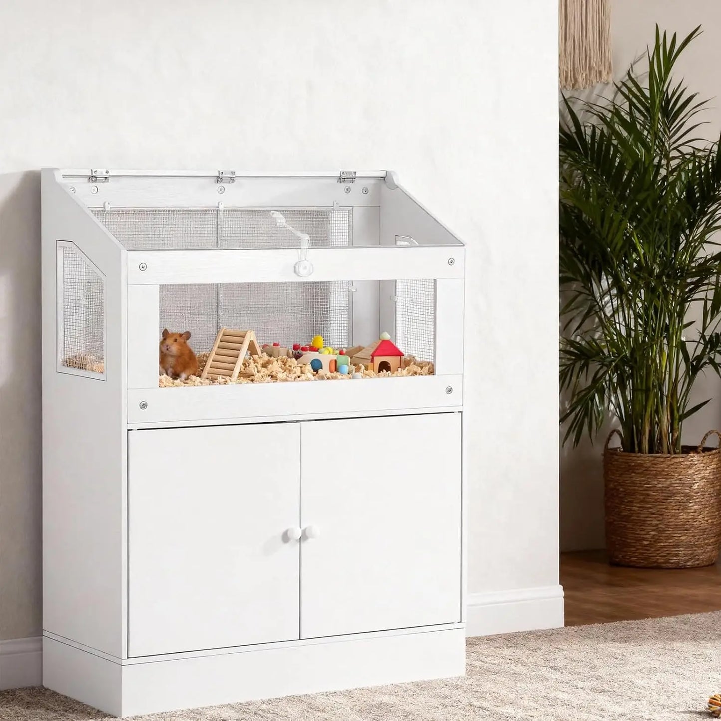 HiMISS Acrylic Animal Cage With Storage Cabinet Habitat